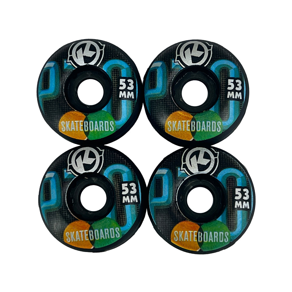 RUEDAS MONOPATIN 53MM PACK 4 UDS. NEGRO/AMARILLO/VERDE
