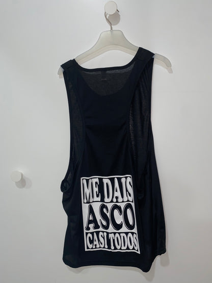 Camiseta sin manga Negro "Me Dais Asco Casi Todos"