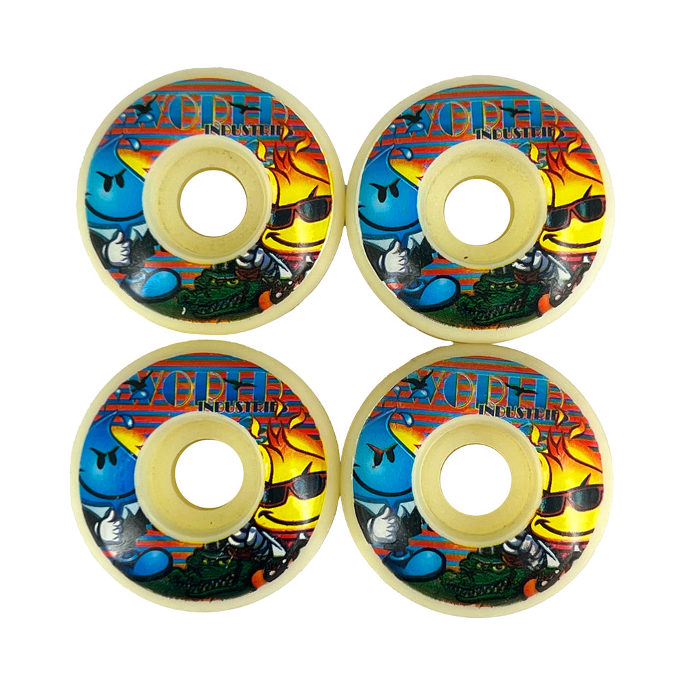 RUEDAS MONOPATIN 54MM PACK 4 UDS. BLANCO/AZUL/AMARILLO