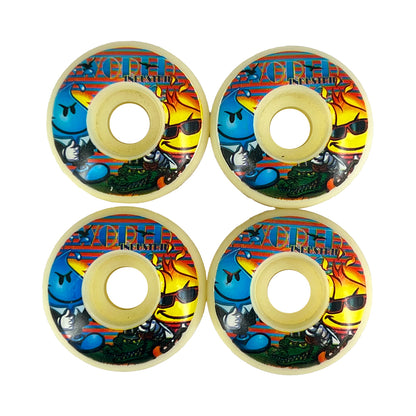 RUEDAS MONOPATIN 54MM PACK 4 UDS. BLANCO/AZUL/AMARILLO